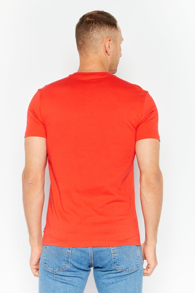Levi's Men Round Neck Short Sleeve Graphic Print T Shirt, Orange/White - Image 4