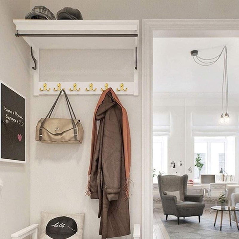 خطافات معطف مزدوجة مثبتة على الحائط، خطافات بأسلوب رجعي وعملية للمعطف والحقيبة والمنشفة، فضي 30 مم × 55 مم × 29 مم، 5 قطع - Image 5