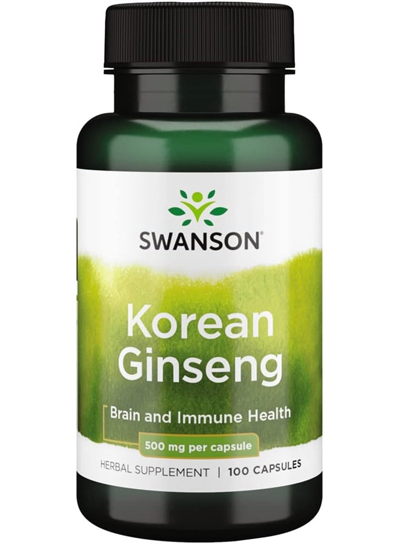 Swanson Korean Ginseng 500 mg 100 Capsules - Image 1