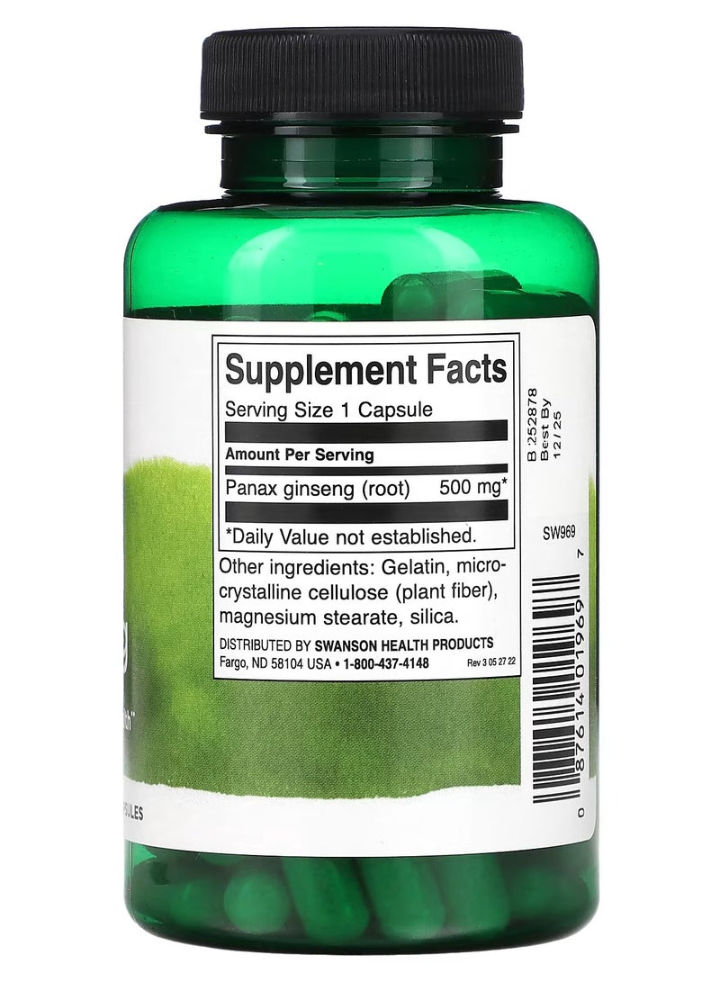 Swanson Korean Ginseng 500 mg 100 Capsules - Image 2