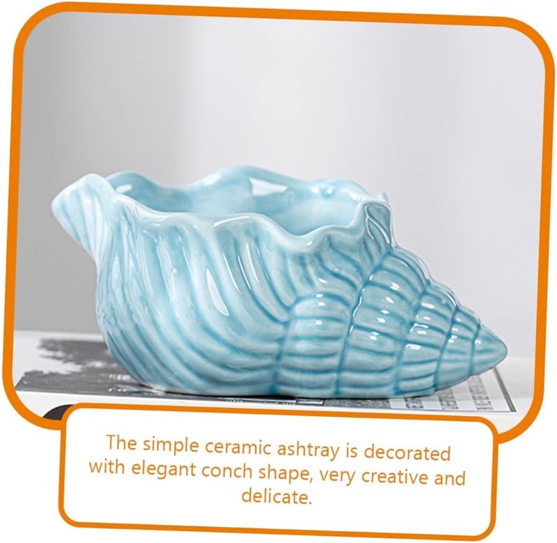 Tehaux Ceramic Conch Ashtray Desktop Ornament Nautical Decor Home Office - Image 3