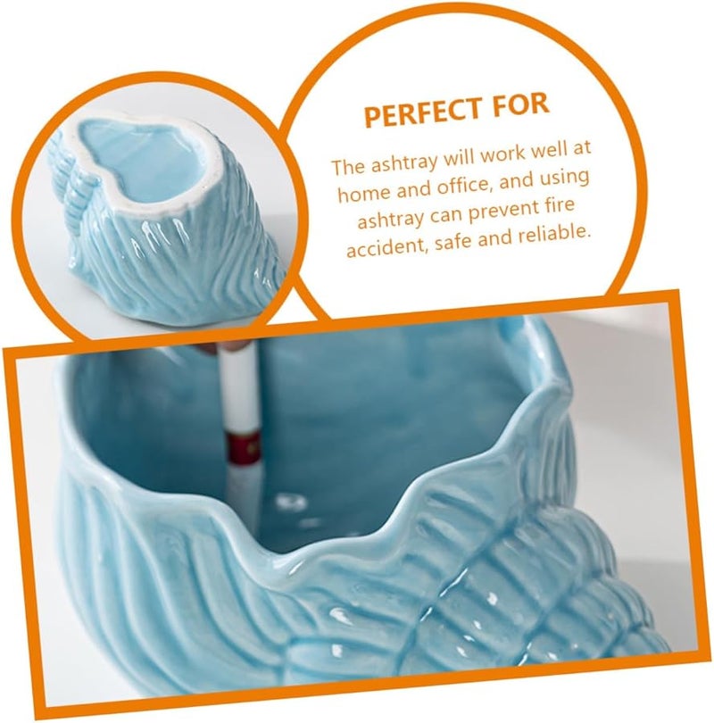 Tehaux Ceramic Conch Ashtray Desktop Ornament Nautical Decor Home Office - Image 4