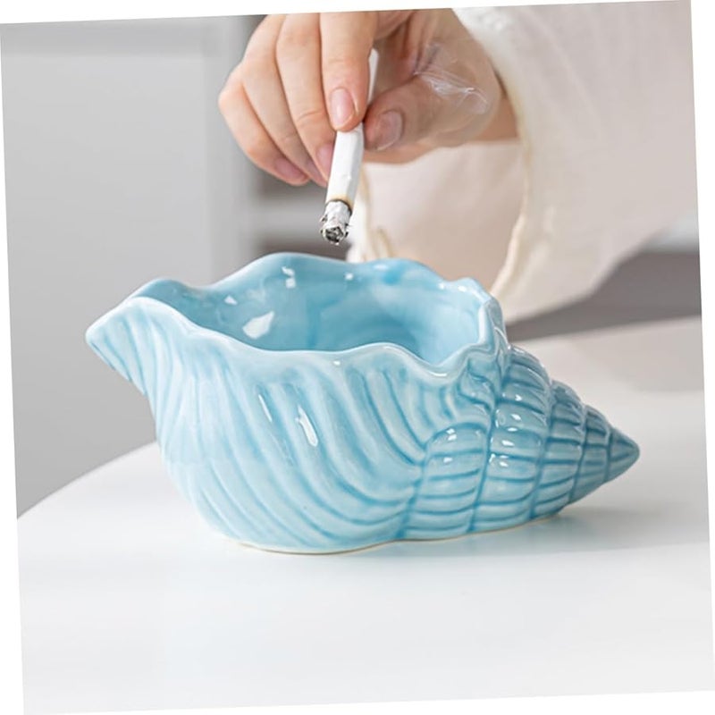 Tehaux Ceramic Conch Ashtray Desktop Ornament Nautical Decor Home Office - Image 5