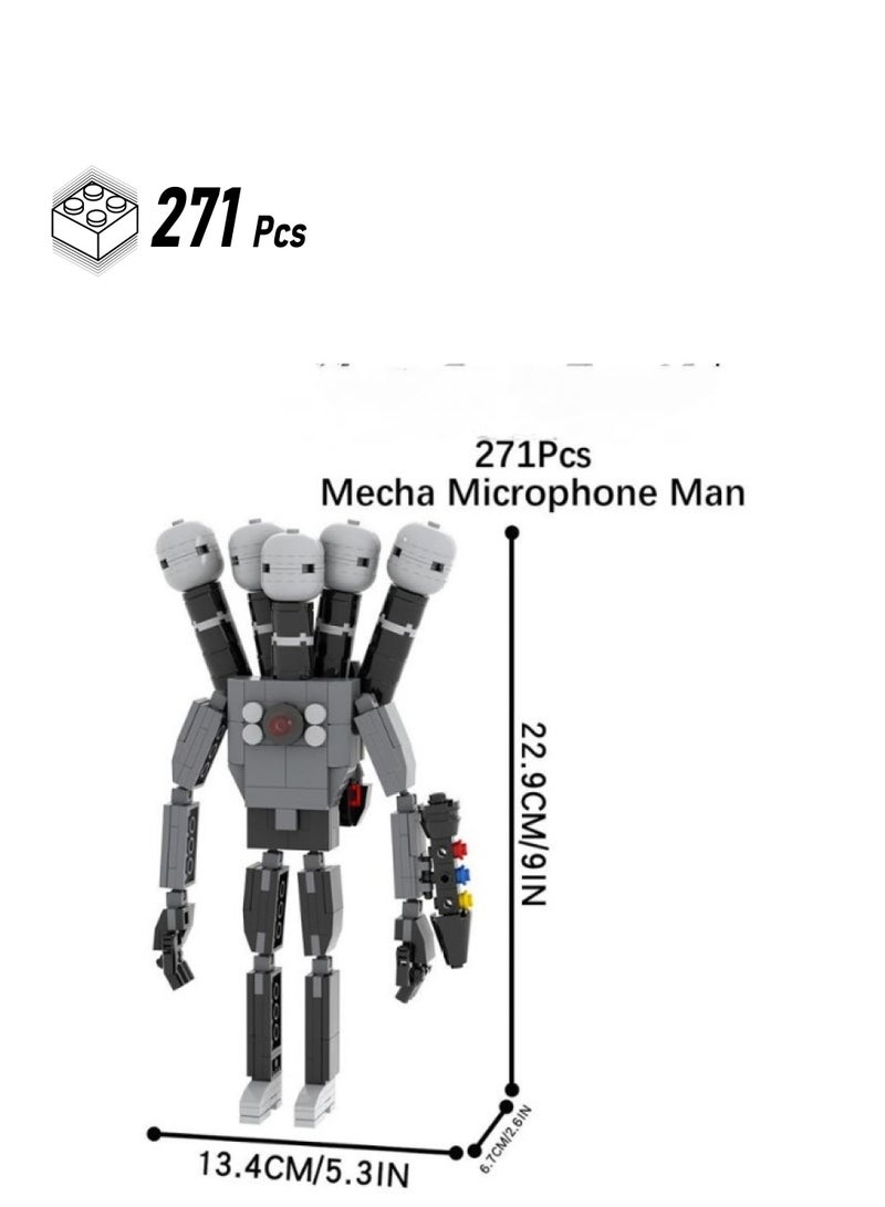 Skibidi Toilet Man Toy Building Blocks 271 Pcs Mecha Microphone Man Toy Ideas Toys Battle Horror Game Model Ideas Toys Gifts for Adult u0026 Kids 