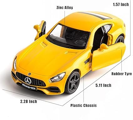 RMZ City 1:36 Scale Diecasting Alloy Car Model Mercedes-Benz AMG GTS Car Model Toy Car Pull Back Vehicles Toy Car for Toddlers Kids Boys Girls Gift (Yellow) - Image 2