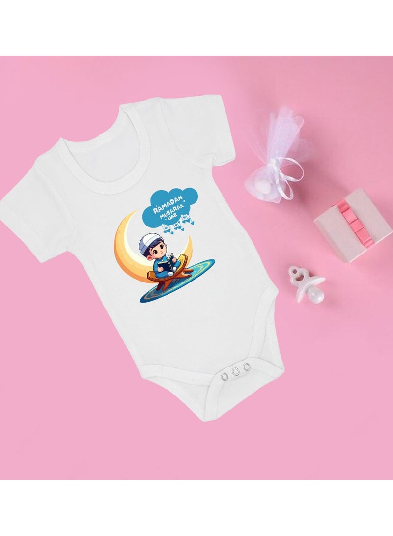 PRINTSHOP4ME My First Ramadan UAE Printed Outfit - Romper for Newborn Babies - Short Sleeve Cotton Baby Romper for Baby Boys - Celebrate Baby's First Ramadan in Style  - Image 3