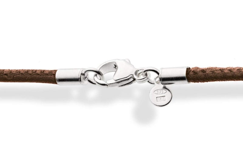 Miabella Genuine 2mm Black or Brown Italian Leather Cord Chain Necklace for Men Women with 925 Sterling Silver Clasp Made in Italy (Brown, 26) - Image 3