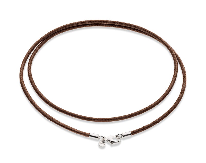Miabella Genuine 2mm Black or Brown Italian Leather Cord Chain Necklace for Men Women with 925 Sterling Silver Clasp Made in Italy (Brown, 26) - Image 1