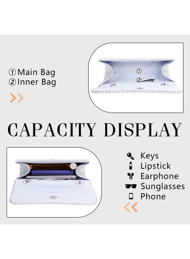 Larcenciel Elegant Silver Clutch Purse for Women, Knitted Metallic Evening Bag with Chain Strap, Glitter Sequin Ladies Handbags Perfect for Party, Wedding, Prom, Cocktail, Formal Events, 8x4x2.4 Inch - Image 3