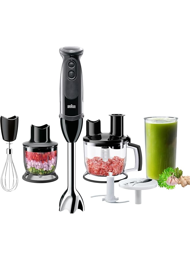 BRAUN Multi Quick 5 1000W 21 Speeds 1.5L Food Processor Whisk 0.600L Beaker Splash Control Mq5285Bk Black - Image 1