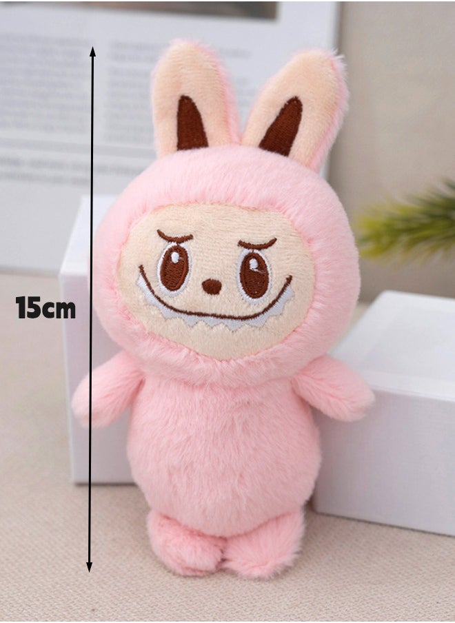 Generic - Labubu Plush Doll 15cm, Labubu Stuffed Doll Cartoon Premium Soft Plush Figure Toy for Ages 3 & Up, Pink - Image 1