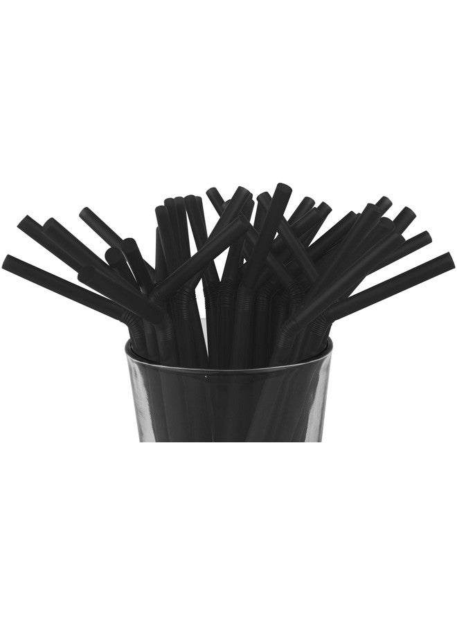 ستيفاني إمبورتس صُنع في الولايات المتحدة الأمريكية، عبوة من 250 ماصة شرب بلاستيكية مرنة للاستخدام مرة واحدة (8.25 بوصة × 0.23 بوصة) (أسود) - Image 1