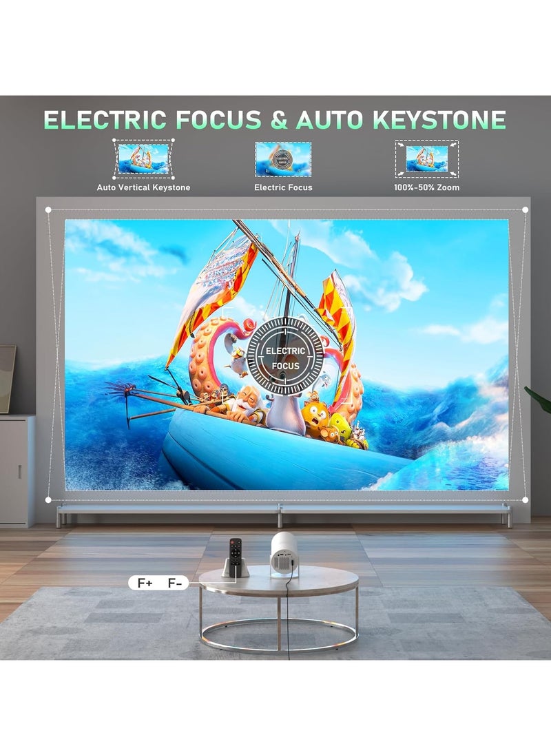 Generic - Electric Focus 16000L Portable Mini Projector with Android System WiFi 6 and Bluetooth Auto Vertical Correction FULL HD 1080P 180°Rotatable Outdoor Movie for Phone - Image 1