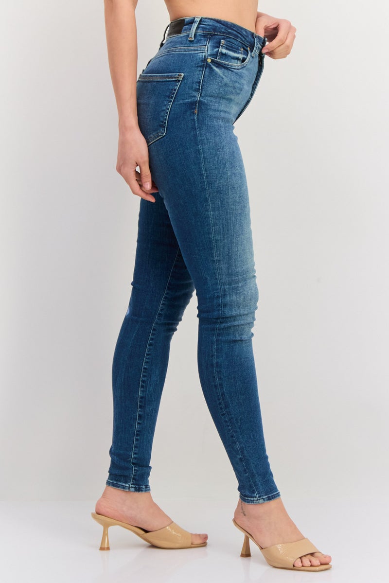 VERO MODA Women Skinny Fit 34 Inseam Washed Stretchable Jeans, Blue - Image 3