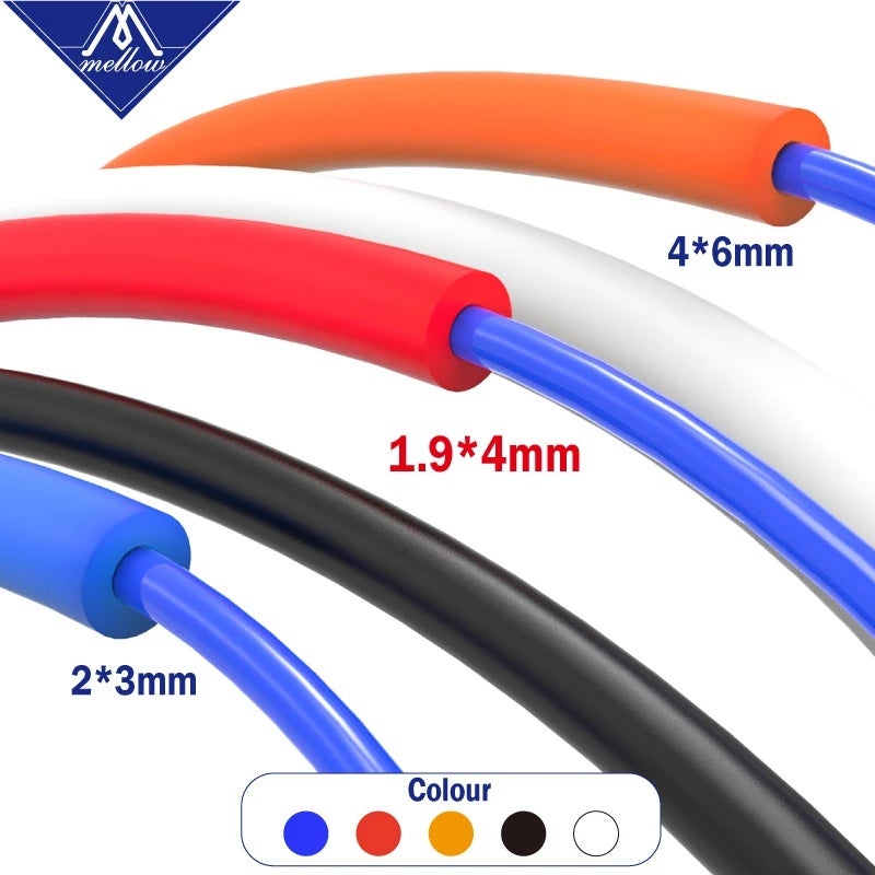 ميلو انبوب PTFE بودن لخيوط 1.75mm و3.0mm لتغذية الراس الساخن في طابعات Ender 3 وi3 وVoron - Image 1