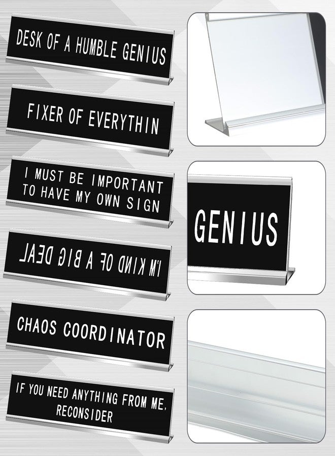 Menkxi 6 Pcs Funny Desk Signs Funny Desk Name Plaque Gifts for Chaos Coordinator, Boss, Men Coworkers Fun Desks Accessories for Office Gag Office Decor, 10 x 2 Inches(White Letters, Silver Base) - Image 3