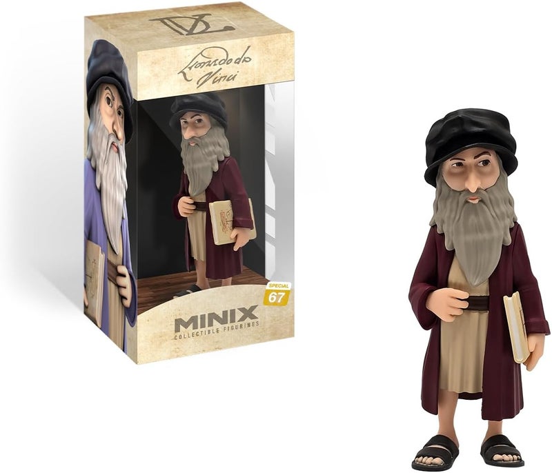 Minix Leonardo da Vincci 12cm Collectable Figurine Gift Idea for Children and Adults History and Art Fans MN16105, Multi-Colour - Image 1