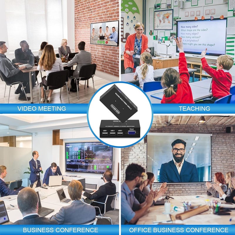 ETZIN مفتاح USB VGA KVM لمشاركة 2 جهاز كمبيوتر مع 1 شاشة فيديو و 3 أجهزة USB، لوحة مفاتيح، ماوس، ماسح ضوئي، طابعة، لجهاز الكمبيوتر المحمول، نظام Windows و Mac OS - Image 5