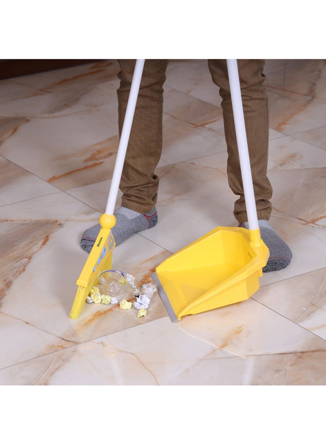Royalford Plastic Broom & Dustpan Set | Hand Broom, Durable Bristles, Frayed and Angled Tips | Ideal for Home or Office Use | Yellow/White | RF4477 Yellow/White - Image 5