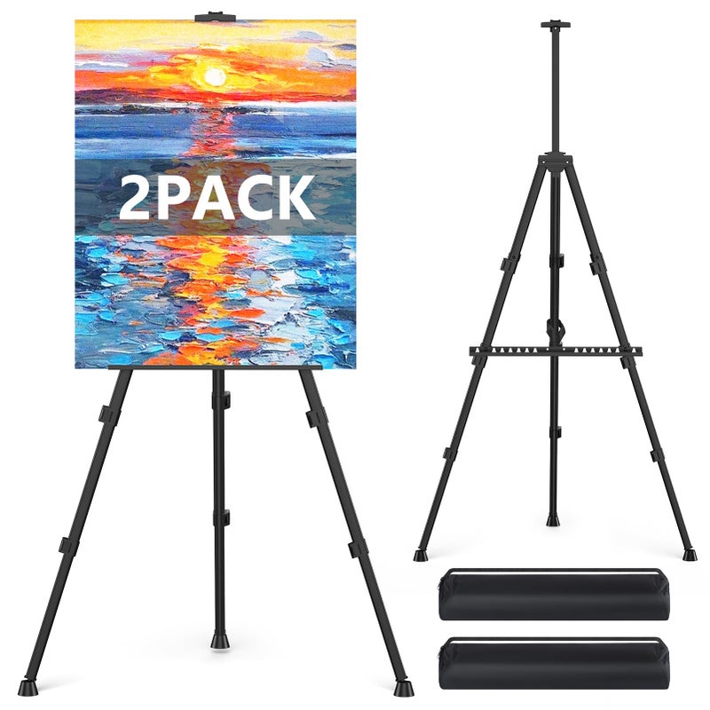Hemndic Easel Stand for Sign, Hemndic 66" Easels Stand for Painting Heavy Duty, Portable Travel Easel for Display (2 Pack) - Image 1
