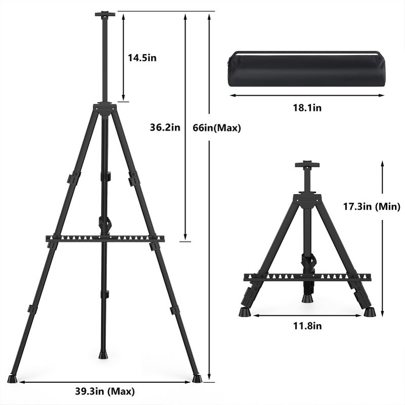 Hemndic Easel Stand for Sign, Hemndic 66" Easels Stand for Painting Heavy Duty, Portable Travel Easel for Display (2 Pack) - Image 2