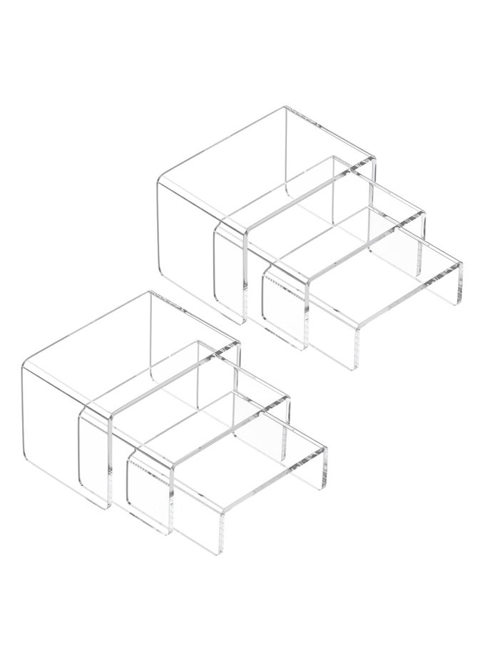 ACRYLIC DISPLAY RISERS STAND 2 SETS,3 STEPS CLEAR RISER SHELF SHOWCASE FOR AMIIBO FUNKO POP FIGURES -3"X3"X5"