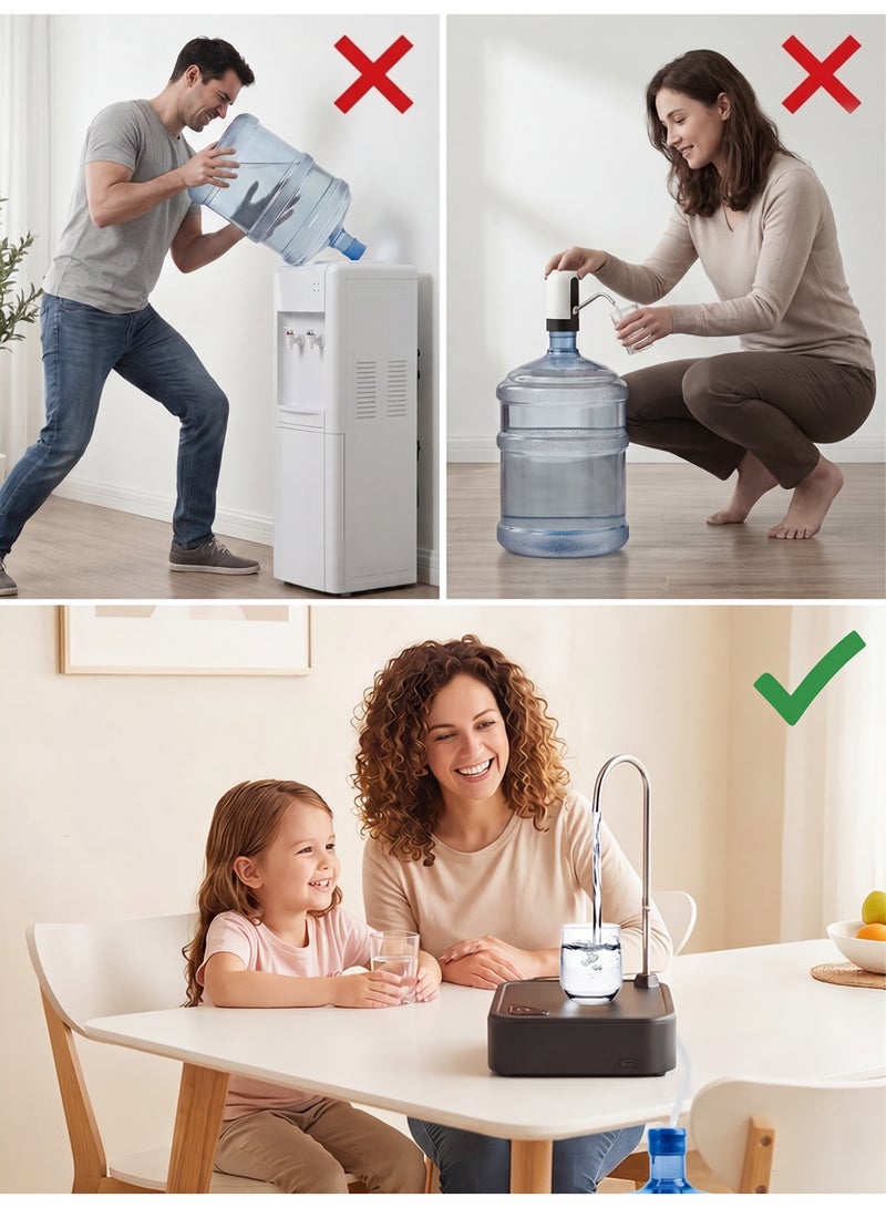Brutelle Electric Water Dispenser Pump – 600ml/30s Fast Flow, 360° Rotatable Spout, 1200ml Auto Shut-Off, USB Rechargeable 1200mAh Battery, Food-Grade 304 Stainless Steel, Versatile for Pour-Over Coffee, Espresso, Ice Making & Drinking Water - Image 3