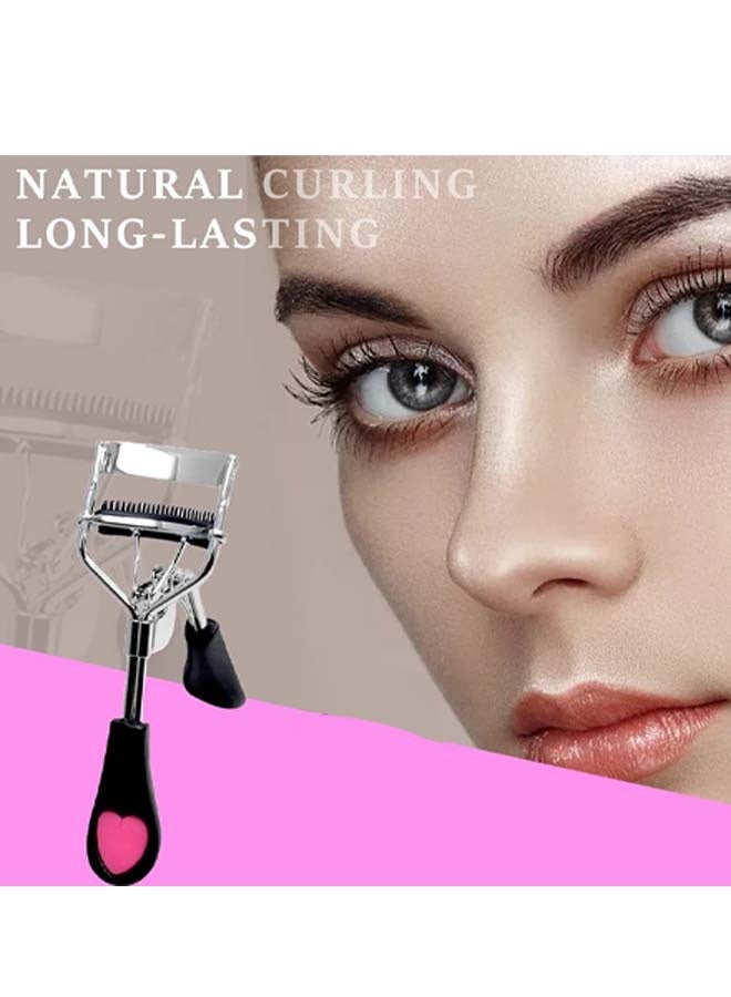 2PCS Stainless Steel Eyelash Curler with Built-in Comb Pinch Pain-Free Lash Curler with Brush Suitable for Any Eye Shapes and Sizes (Black) - Image 4