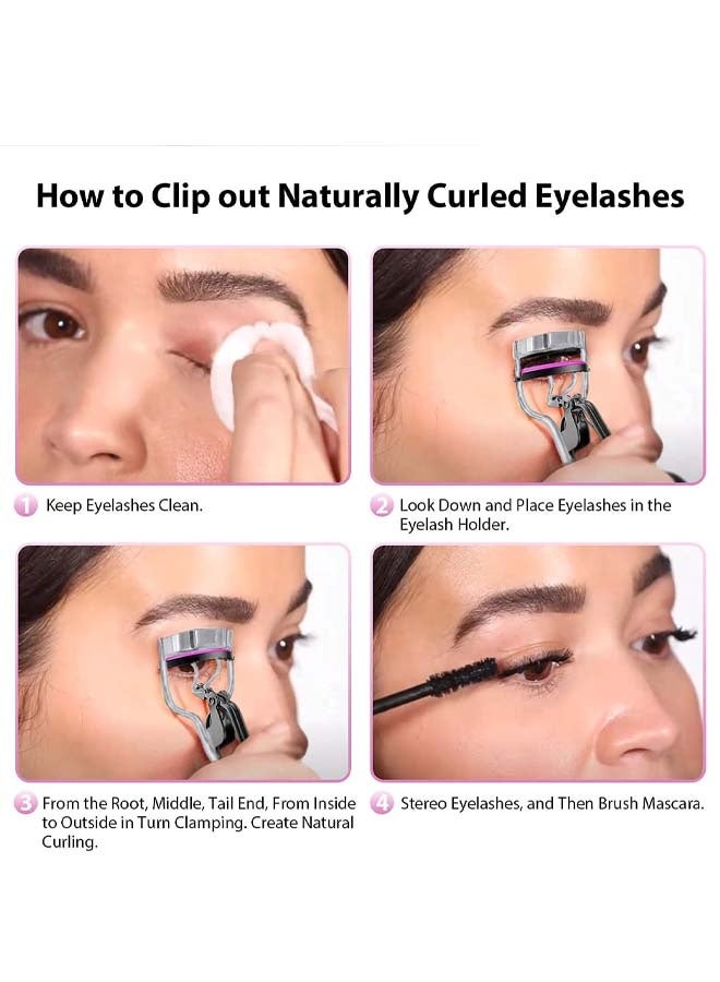 2PCS Stainless Steel Eyelash Curler with Built-in Comb Pinch Pain-Free Lash Curler with Brush Suitable for Any Eye Shapes and Sizes (Black) - Image 5