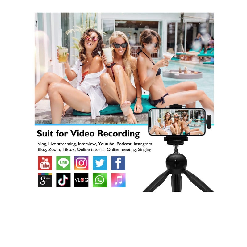 Zikra Wireless Lavalier Microphone, 2 Pack for iPhone iPad 7H Clip-on Lapel Microphone Wireless for Video Recording Vlogging, YouTube, Interview, with Charging Case, 3 Mode Denoise, 70ft - Image 2