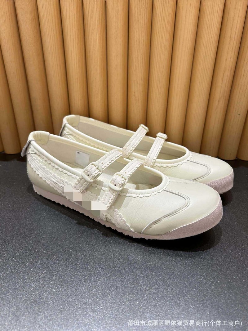 Tiger TGRS Mary Jane Ballet Flats for Women - Calfskin Leather, Low Heel, Round Toe, Sparkle Princess Style, Lightweight Casual Shoes