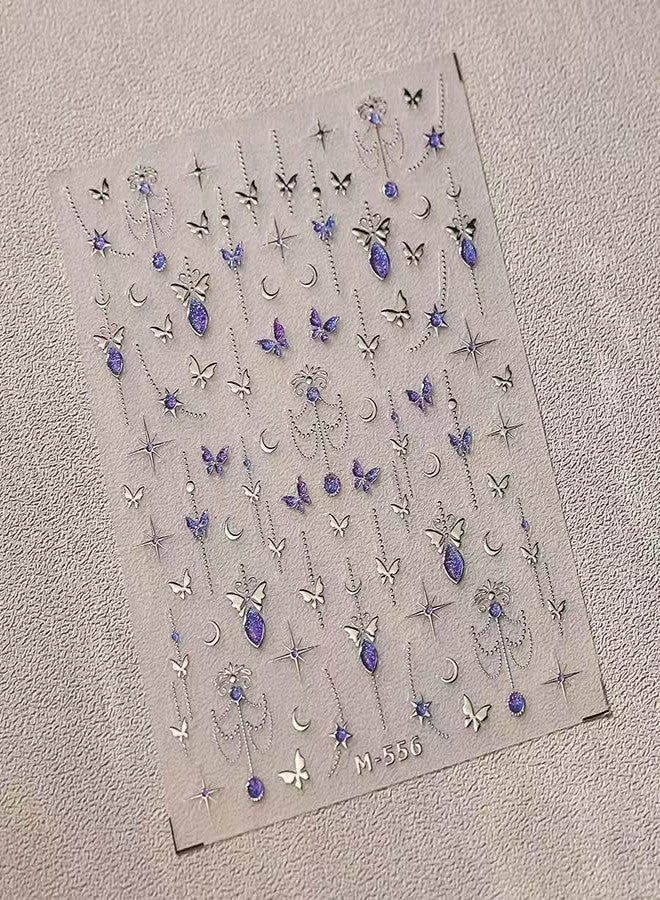 SPLOCUDU Gold Butterfly Nail Art Stickers 5D Embossed Butterfly Nail Decals Puper Green Bronzing Silver Butterflys Nails Design Self Adhesive Nails Art Supplies for Women Nails Decoration - Image 4