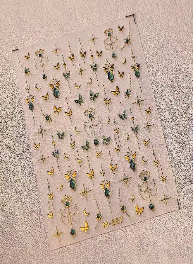 SPLOCUDU Gold Butterfly Nail Art Stickers 5D Embossed Butterfly Nail Decals Puper Green Bronzing Silver Butterflys Nails Design Self Adhesive Nails Art Supplies for Women Nails Decoration - Image 5