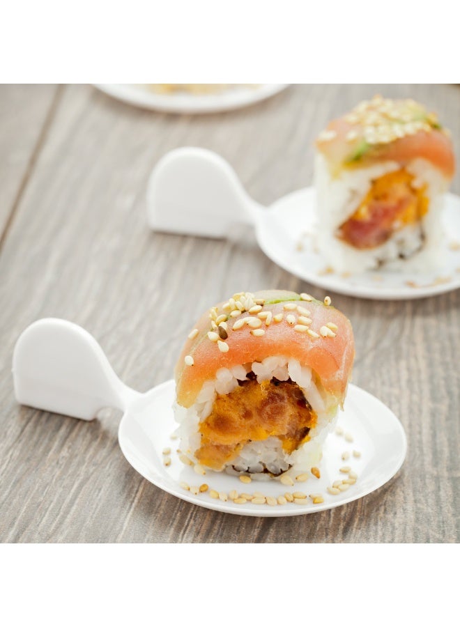 Restaurantware 3.7 x 2.5 Inch Dessert Plates, 100 Small Cocktail Plates - Unique, Fish-Shaped, White Plastic Disposable Appetizer Plates, Holds Entrees, For Weddings Or Birthday Parties - Image 3