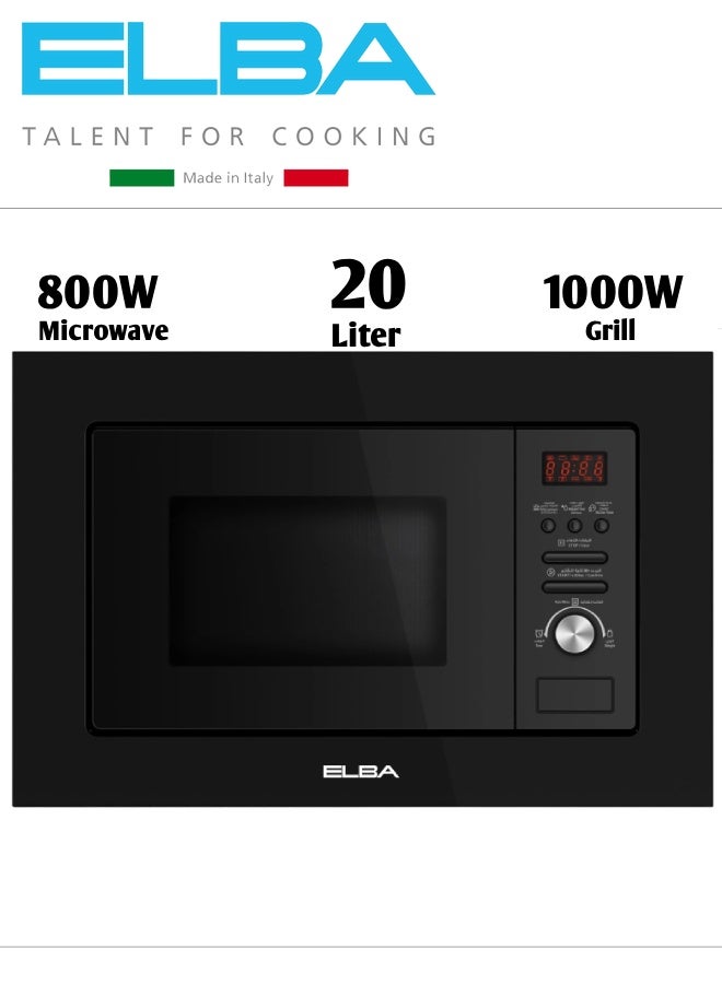 Elba Built-in Microwave 800W with Grill 1000W, 20 Liter Digital Black – DARK23