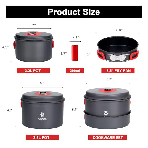 Alocs Camping Essentials Camping Cooking Set, Portable Camping Cookware for Family Cooking Outside, Camp Kitchen for Hiking,Climbing and Traveling. - Image 3