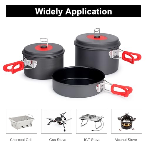 Alocs Camping Essentials Camping Cooking Set, Portable Camping Cookware for Family Cooking Outside, Camp Kitchen for Hiking,Climbing and Traveling. - Image 5