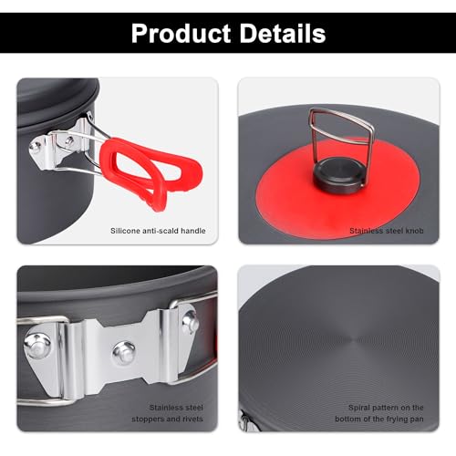 Alocs Camping Essentials Camping Cooking Set, Portable Camping Cookware for Family Cooking Outside, Camp Kitchen for Hiking,Climbing and Traveling. - Image 4
