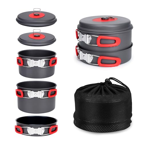Alocs Camping Essentials Camping Cooking Set, Portable Camping Cookware for Family Cooking Outside, Camp Kitchen for Hiking,Climbing and Traveling. - Image 1