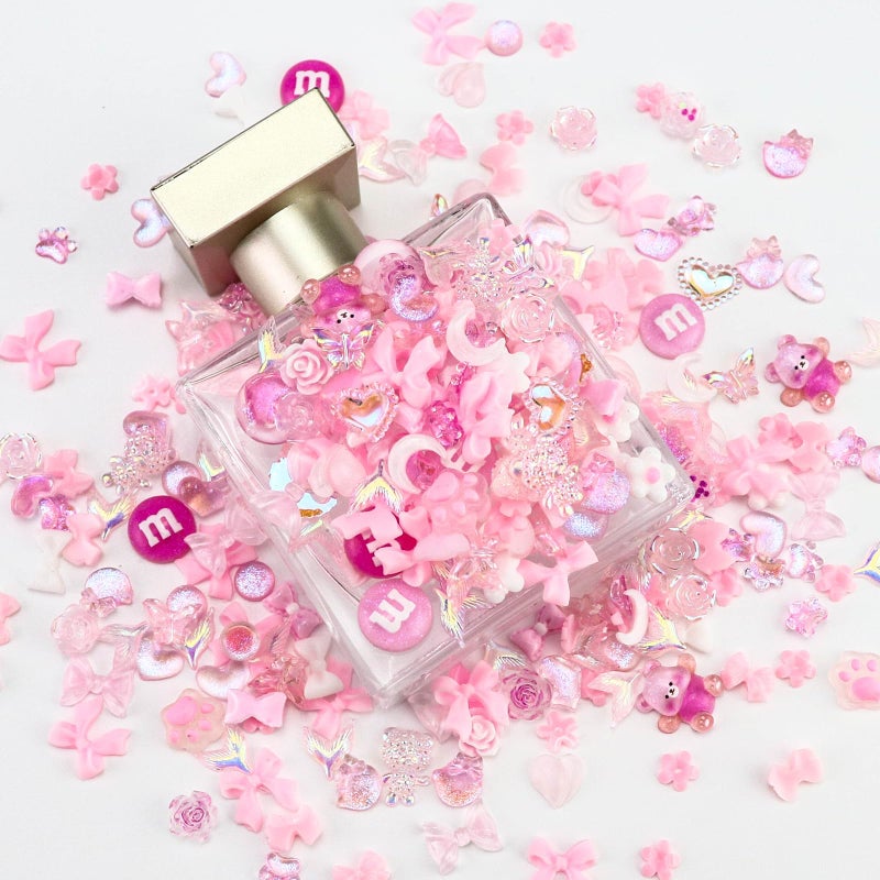 Briskbloom 320PCS Pink Assorted Mix 3D Nail Charms, Cute Resin Charms for Acrylic Nail Decoration DIY Crafts, Flatback Kawaii Y2K Heart Star Bow Flower Embellishments - Image 4