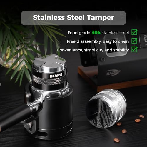 IKAPE Coffee Products, 58mm Coffee Distributor & Hand Tamper, Adjustable Depth Espresso Distributor Fits All 58mm Espresso Portafilter, Compatible with Rancilio, Gaggia Portafilter (Black) - Image 5