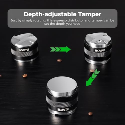 IKAPE Coffee Products, 58mm Coffee Distributor & Hand Tamper, Adjustable Depth Espresso Distributor Fits All 58mm Espresso Portafilter, Compatible with Rancilio, Gaggia Portafilter (Black) - Image 4