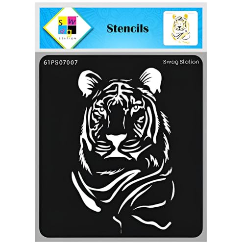 SWAGSTATION ReusableTiger Stencil Painting Template for Art and Craft Animal Stencils for Craft and Art (6"X6") Reusable DIY Stencils - Mixed Media, Home Décor, DIY Albums, Card Making, Scrapbooking - Image 1