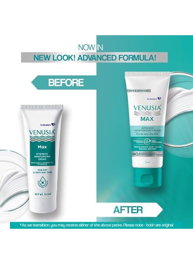 VENUSIA Dr. Reddy's Max Cream | Dermatologist Rec. for Dry to Very Dry Skin | Clinically Proven 24 hrs Moisturization | Paraben Free | Face & Body | Cocoa, Mango & Aloe Butter | 75g - Image 4