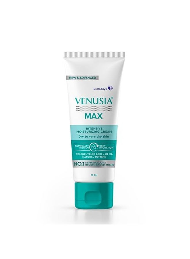 VENUSIA Dr. Reddy's Max Cream | Dermatologist Rec. for Dry to Very Dry Skin | Clinically Proven 24 hrs Moisturization | Paraben Free | Face & Body | Cocoa, Mango & Aloe Butter | 75g - Image 1