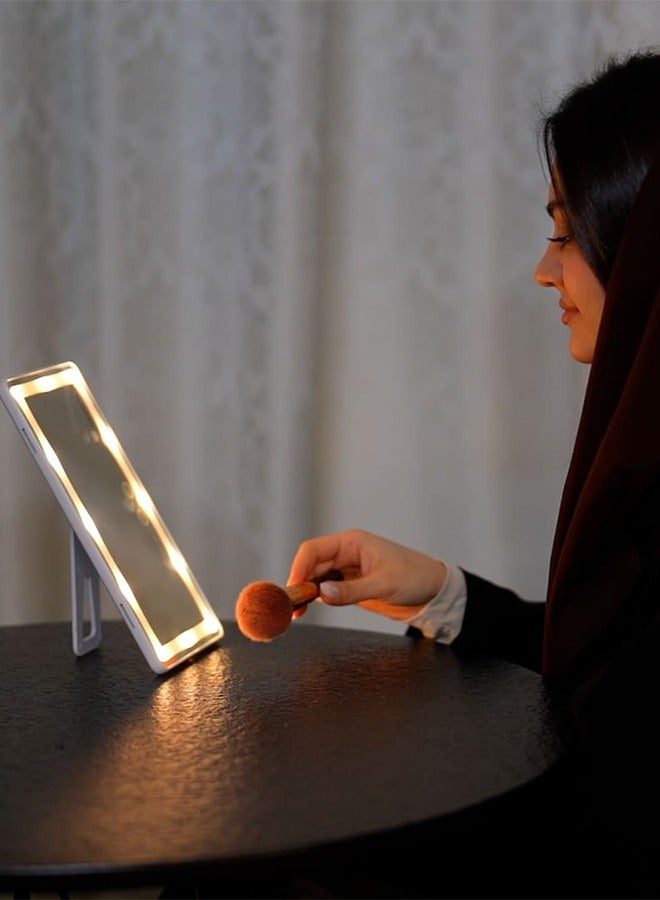 HIGHWAY Lighted Makeup Mirror with Lights,Vanity Mirror with LED Brightness Adjustable Portable USB Rechargeable,Cosmetic Mirror with Touch Screen for Makeup,Travel - Image 1