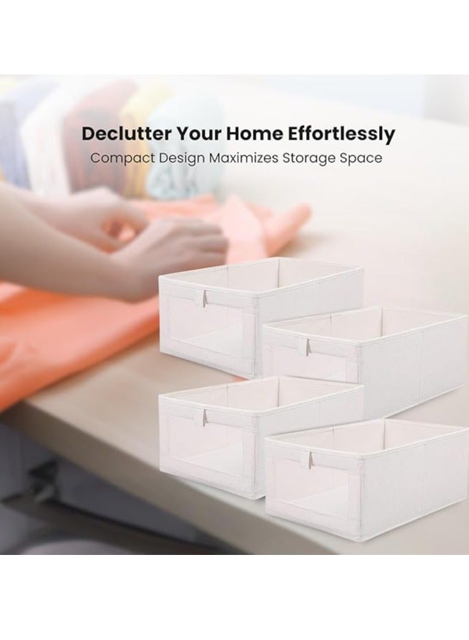 DUNISO 4 Pcs Wardrobe Clothes Organizer Foldable Clothes Storage Box Organizer Clothing Closet Visible Drawer Organizers Wardrobe Clothing Organizer - Image 3
