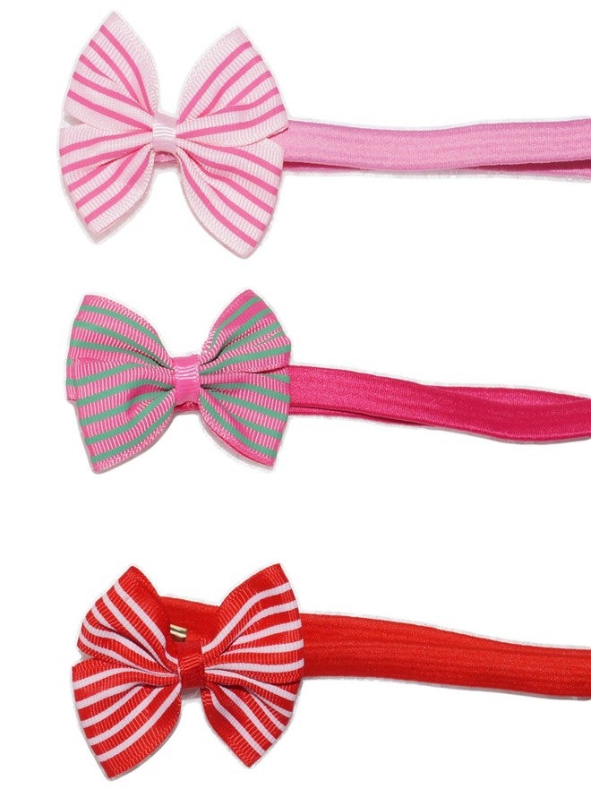 Fok Set Of 9 Bow Elastic Multi Color Head Bands For Babies (Random Design) - Image 3