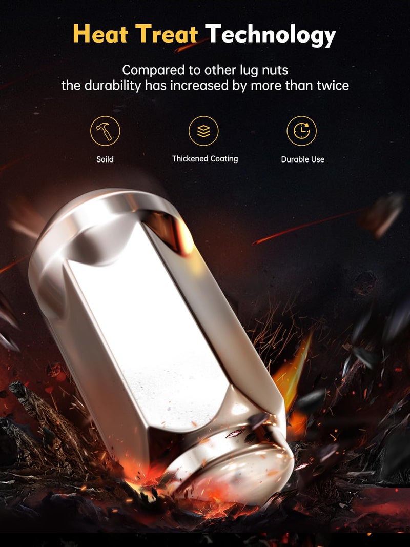 MIKKUPPA M14x1.5 Lug Nuts with Cone Seat 19mm (3/4") Hex Wheel Lug Nuts Compatible with Chevrolet Silverado Suburban 1500 Ford Expedition F-150 Ram 1500 & More (32, Chrome) - Image 4