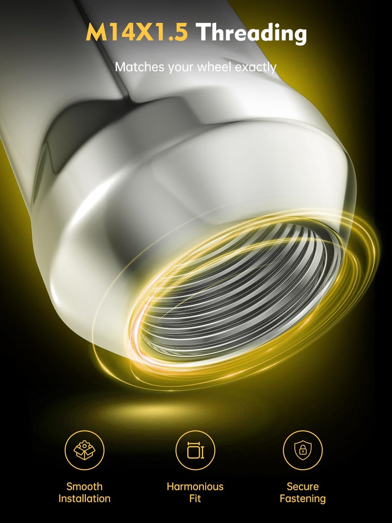 MIKKUPPA M14x1.5 Lug Nuts with Cone Seat 19mm (3/4") Hex Wheel Lug Nuts Compatible with Chevrolet Silverado Suburban 1500 Ford Expedition F-150 Ram 1500 & More (32, Chrome) - Image 5